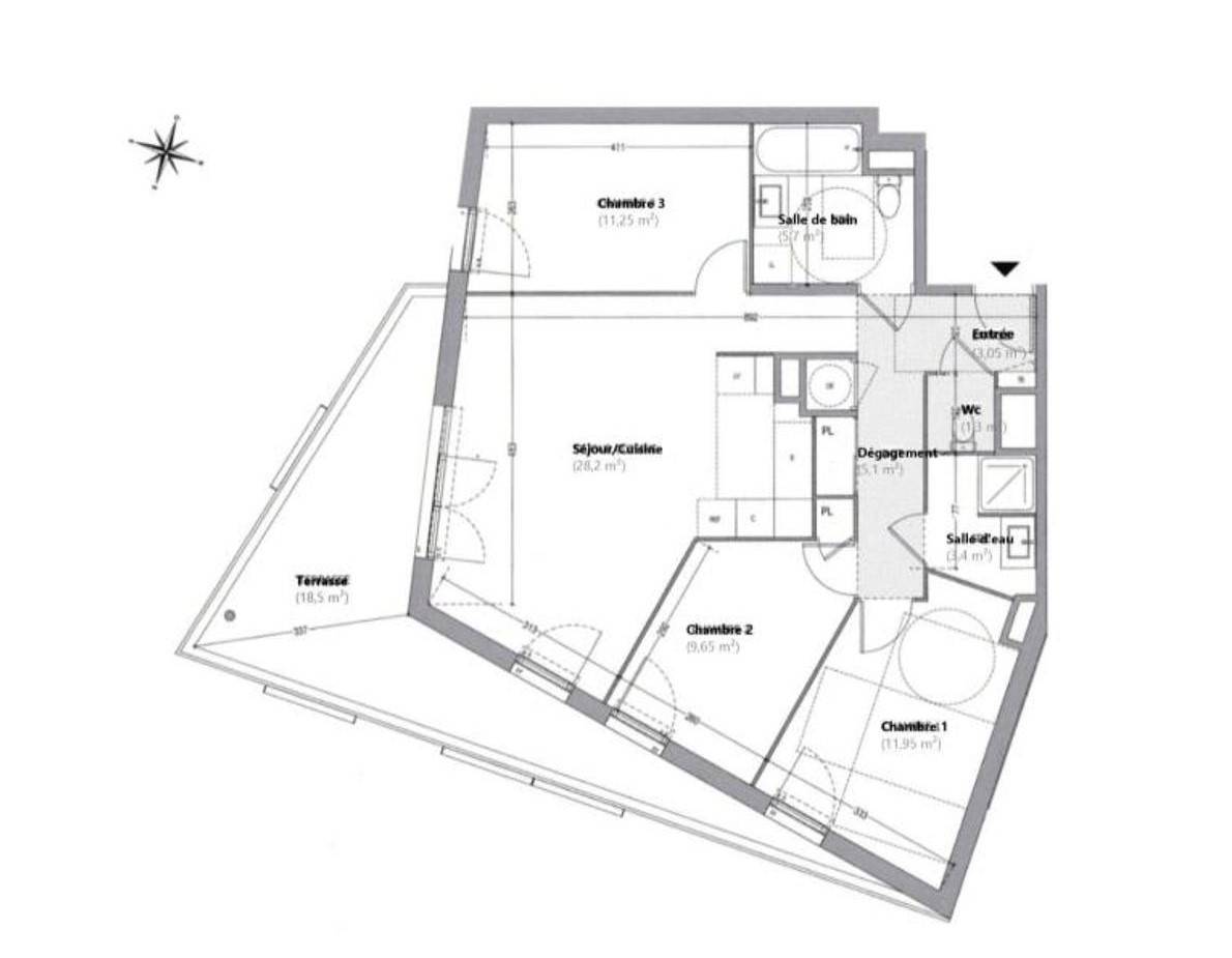 A vendre appartement 4 pièces avec terrasse, garage Saint Mitre 13013 Marseille 